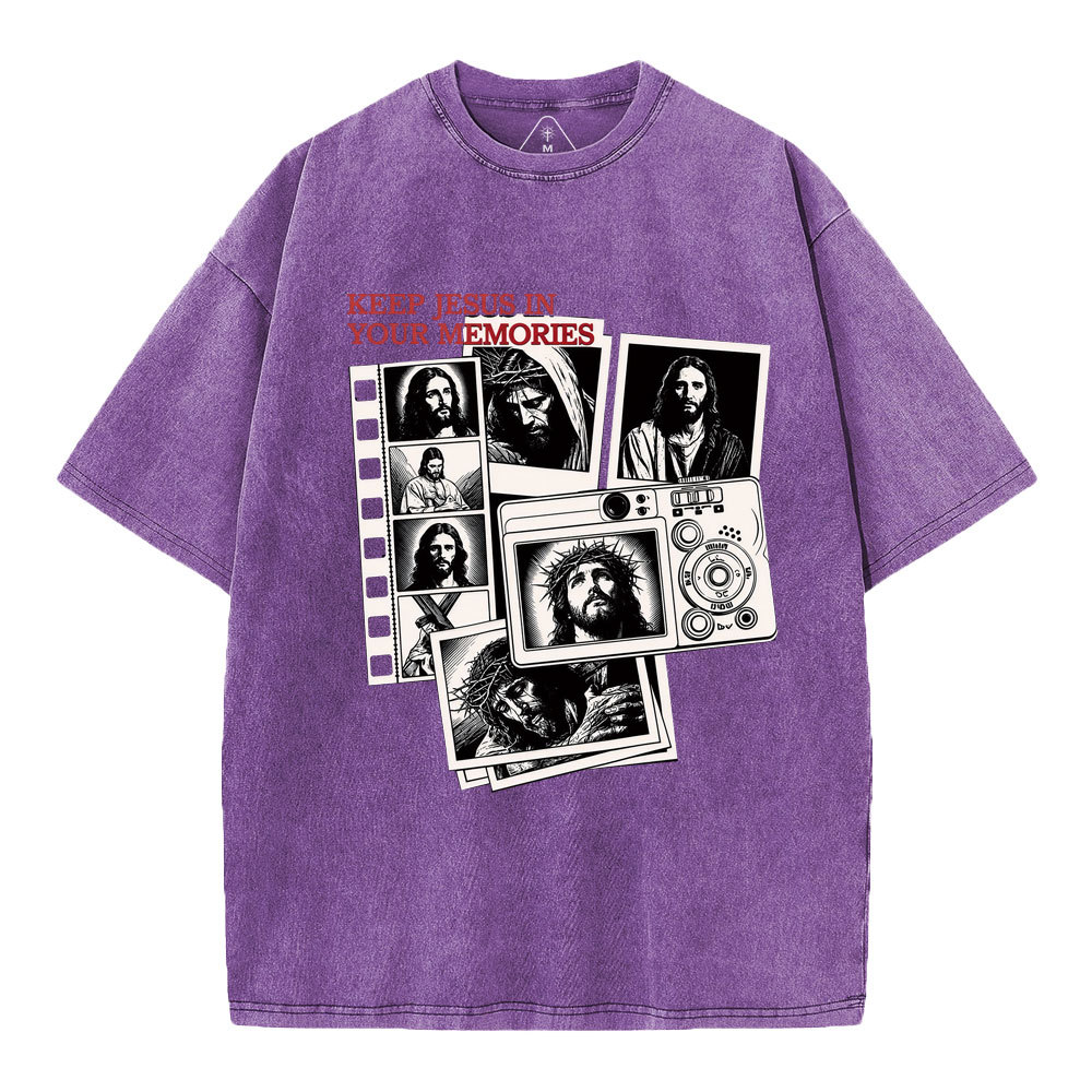 Keep Jesus In Your Memories Christian Washed T-Shirt