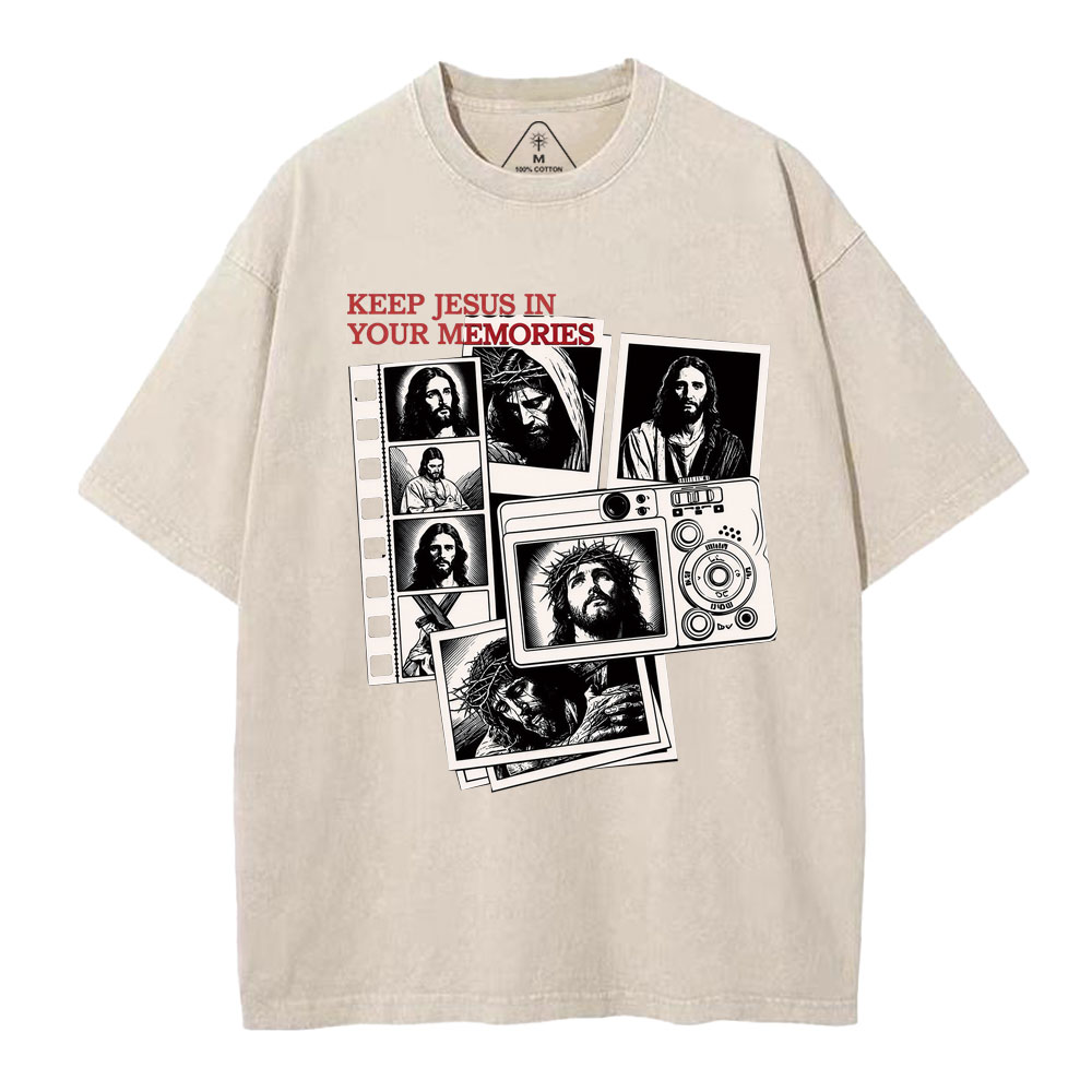 Keep Jesus In Your Memories Christian Washed T-Shirt