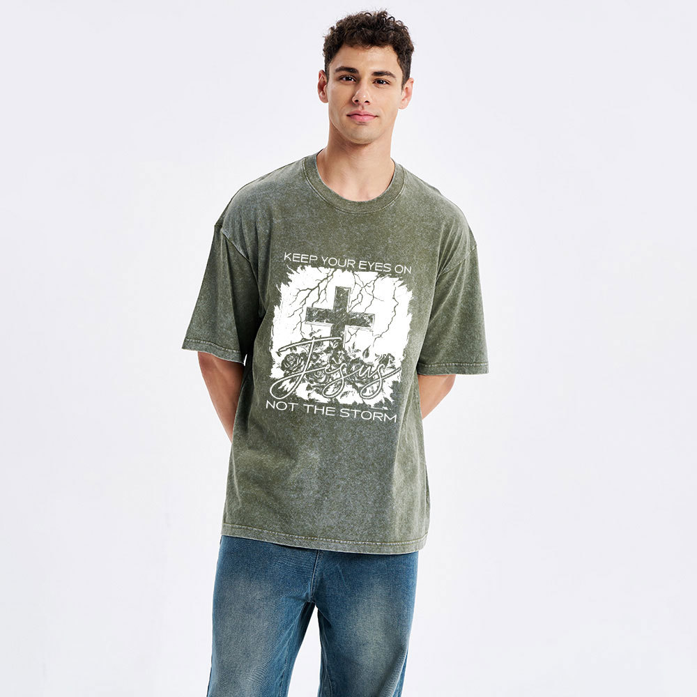 Keep Your Eyes On Jesus Christian Washed T-Shirt