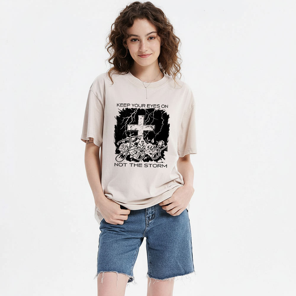 Keep Your Eyes On Jesus Christian Washed T-Shirt