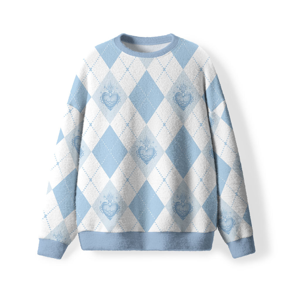 Keep Your Heart On Fire For Jesus Furry Christian Lightweight Sweater