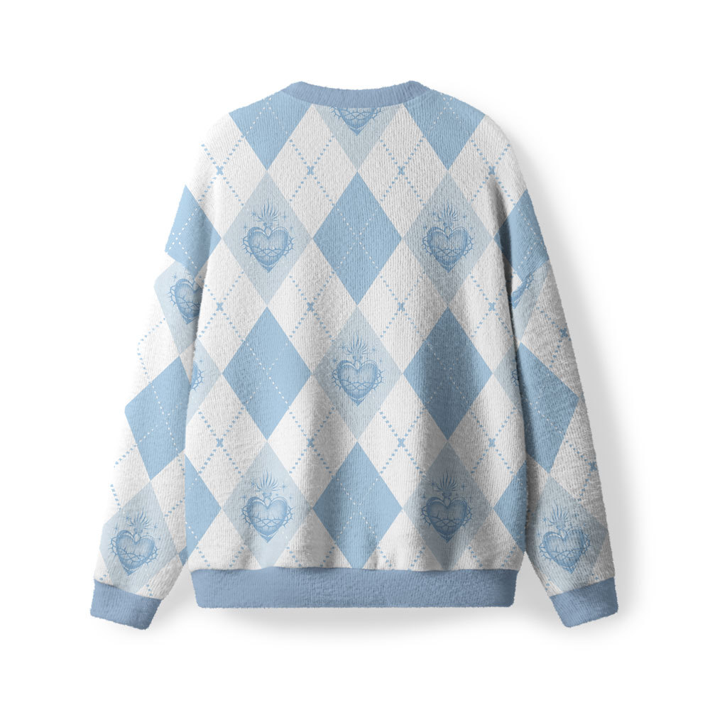 Keep Your Heart On Fire For Jesus Furry Christian Lightweight Sweater