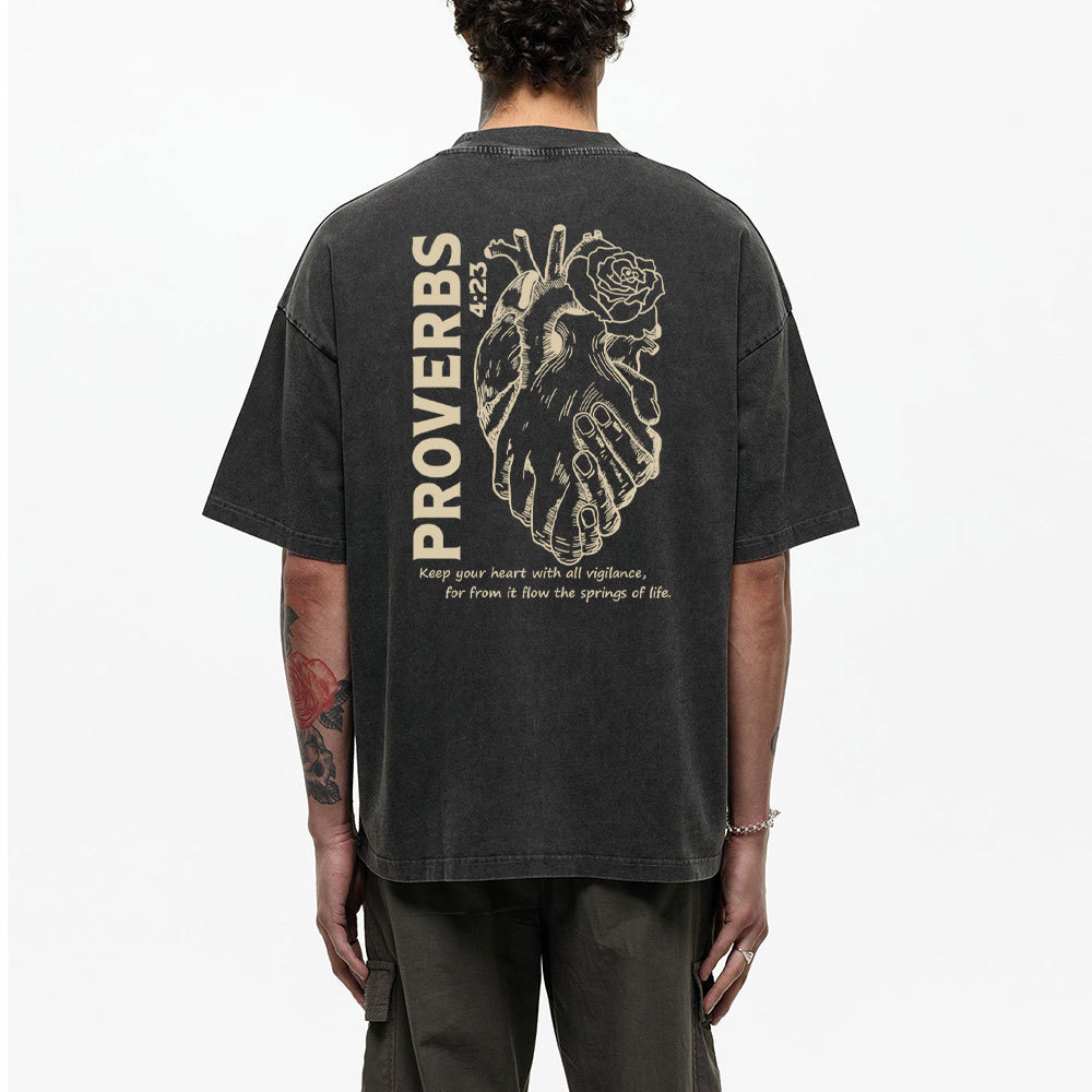 Keep Your Heart With All Vigilance Christian Washed T-Shirt