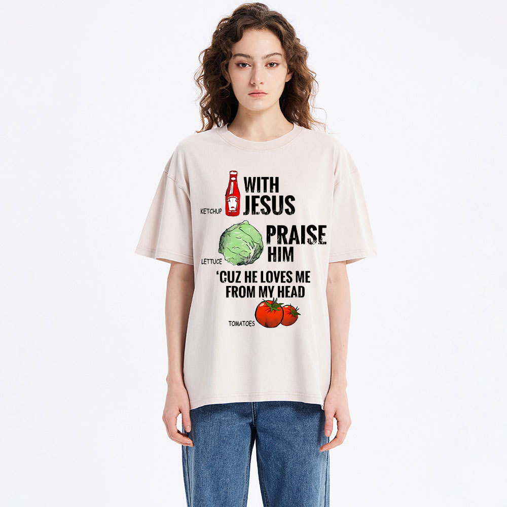 Ketchup With Jesus Chrsitian Washed T-Shrit