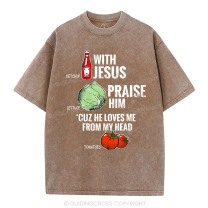 Ketchup With Jesus Chrsitian Washed T-Shrit