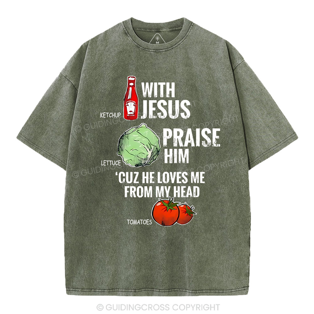 Ketchup With Jesus Chrsitian Washed T-Shrit