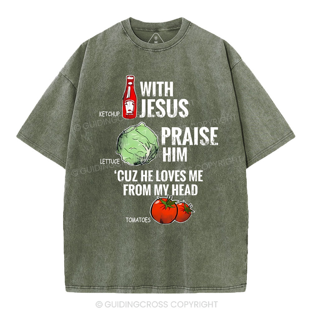 Ketchup With Jesus Chrsitian Washed T-Shrit