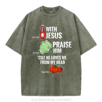 Ketchup With Jesus Chrsitian Washed T-Shrit