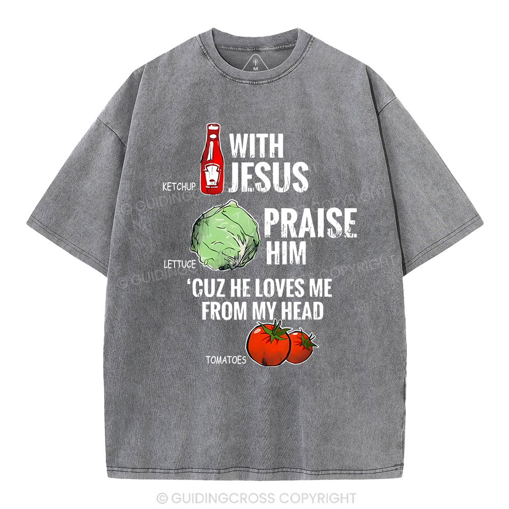 Ketchup With Jesus Chrsitian Washed T-Shrit Sale - GuidingCross