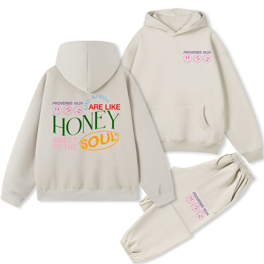 Kind Words Are Like Honey Christian Washed Fleece Hoodie Set