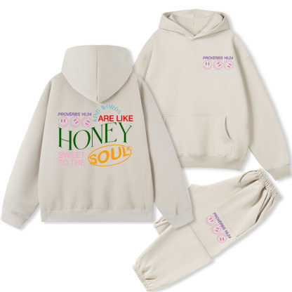 Kind Words Are Like Honey Christian Washed Fleece Hoodie Set