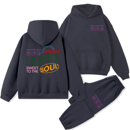 Kind Words Are Like Honey Christian Washed Fleece Hoodie Set