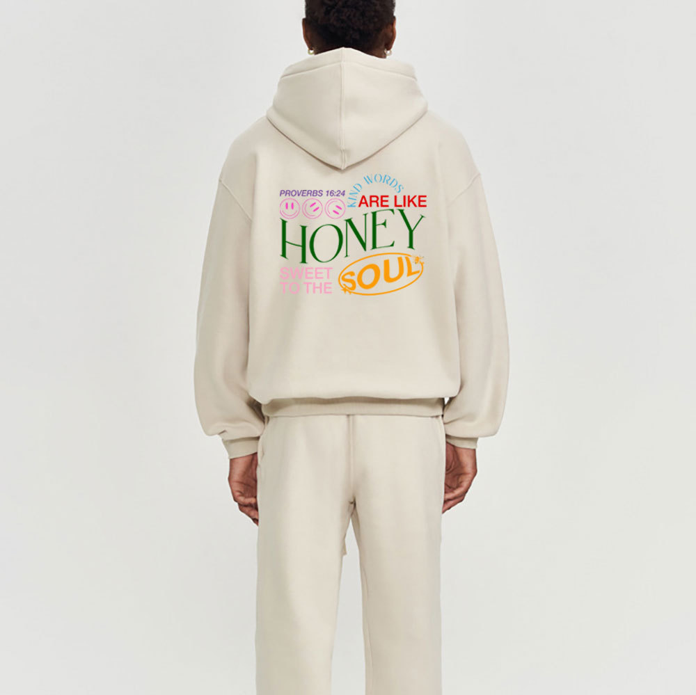Kind Words Are Like Honey Christian Washed Fleece Hoodie Set