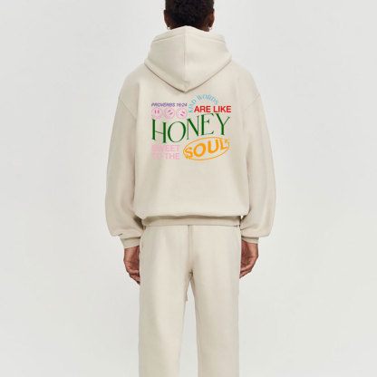 Kind Words Are Like Honey Christian Washed Fleece Hoodie Set