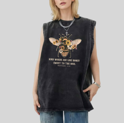 Kind Words Are Like Honey Sweet To The Soul Christian Washed Sleeveless Tee