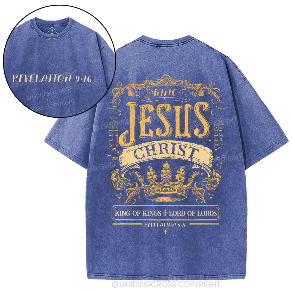King Jesus Christ Christian Washed T-Shirt