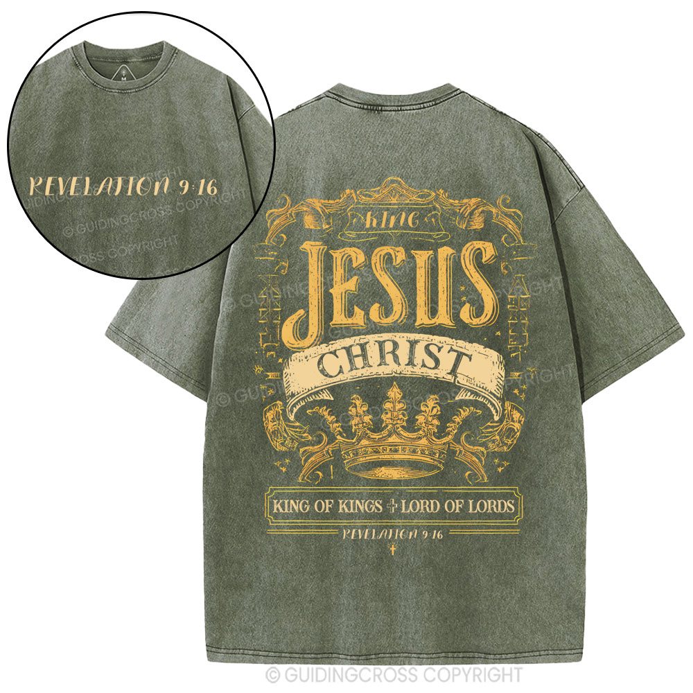 King Jesus Christ Christian Washed T-Shirt