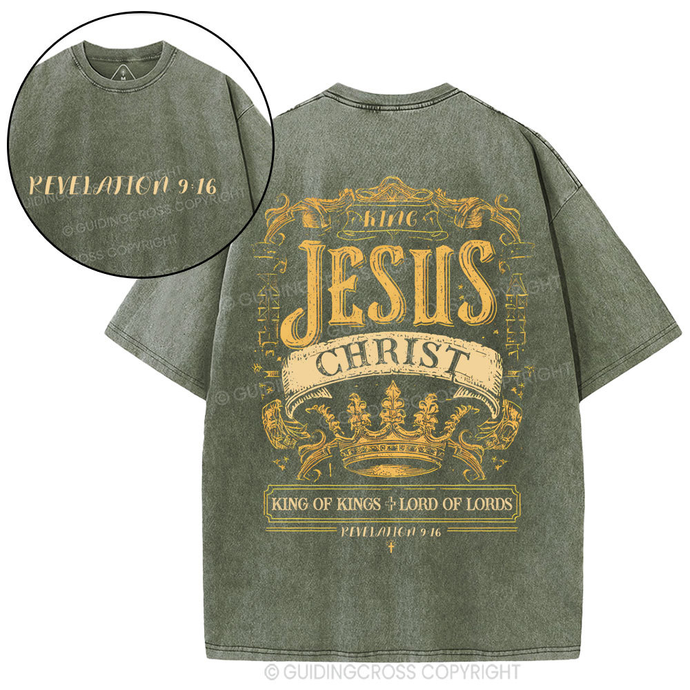 King Jesus Christ Christian Washed T-Shirt