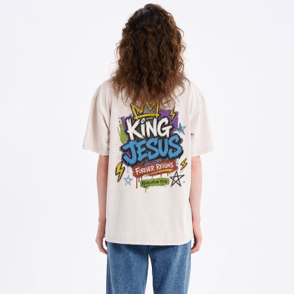 King Jesus Forever Reigns Christian Washed T-Shirt