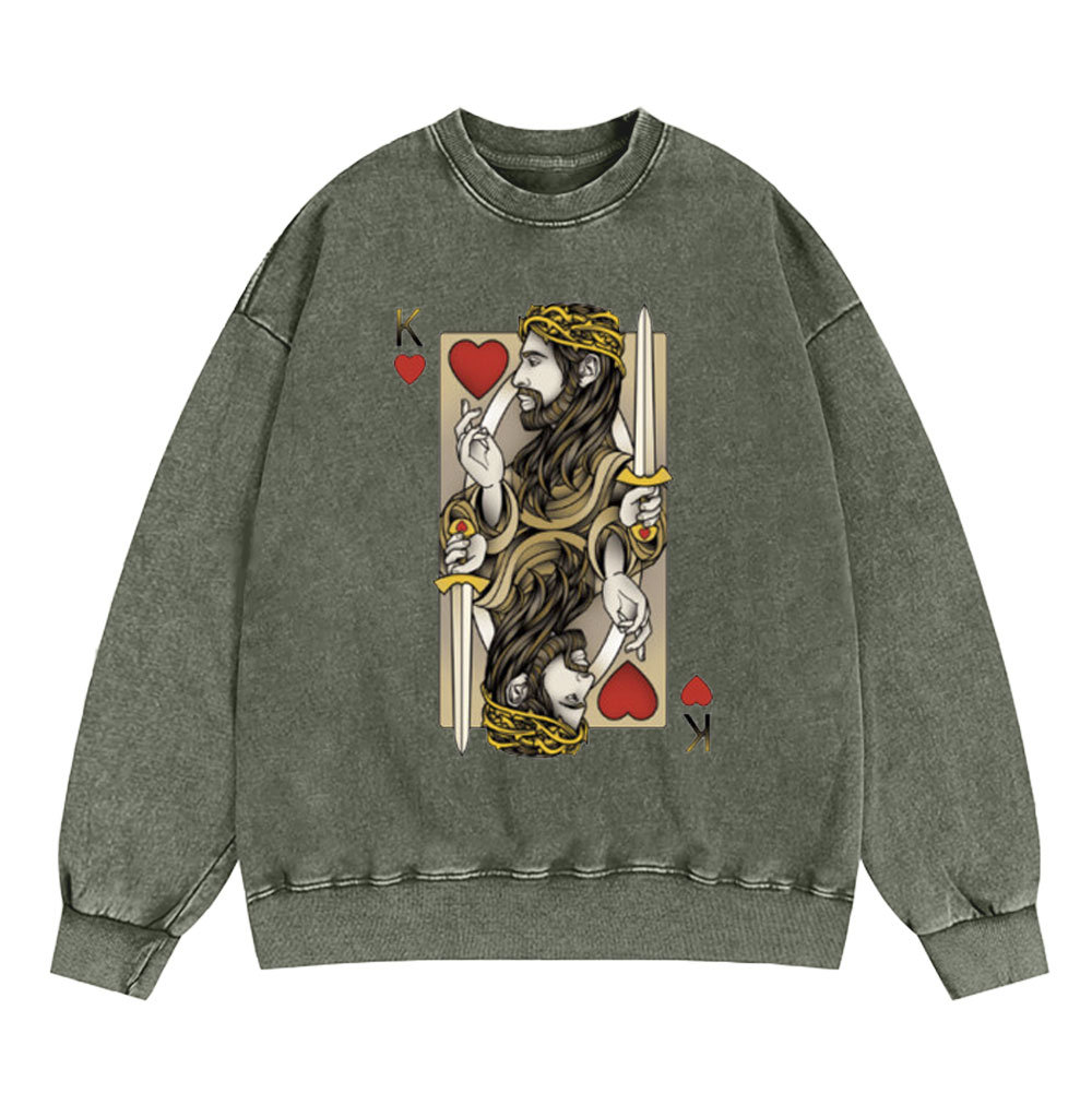 King Of Hearts Christian Washed Sweatshirt