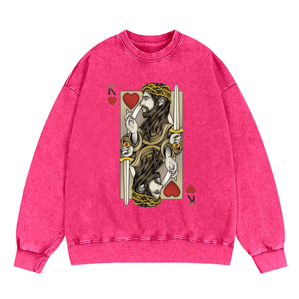 King Of Hearts Christian Washed Sweatshirt