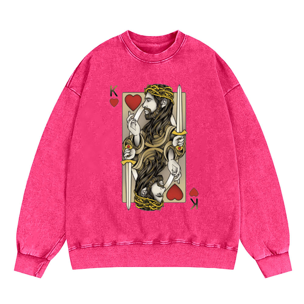 King Of Hearts Christian Washed Sweatshirt