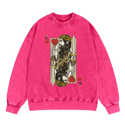 King Of Hearts Christian Washed Sweatshirt