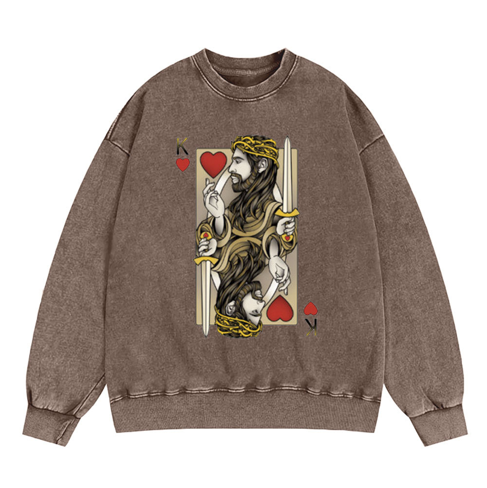 King Of Hearts Christian Washed Sweatshirt