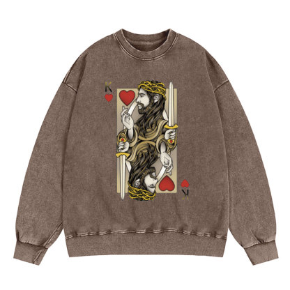 King Of Hearts Christian Washed Sweatshirt