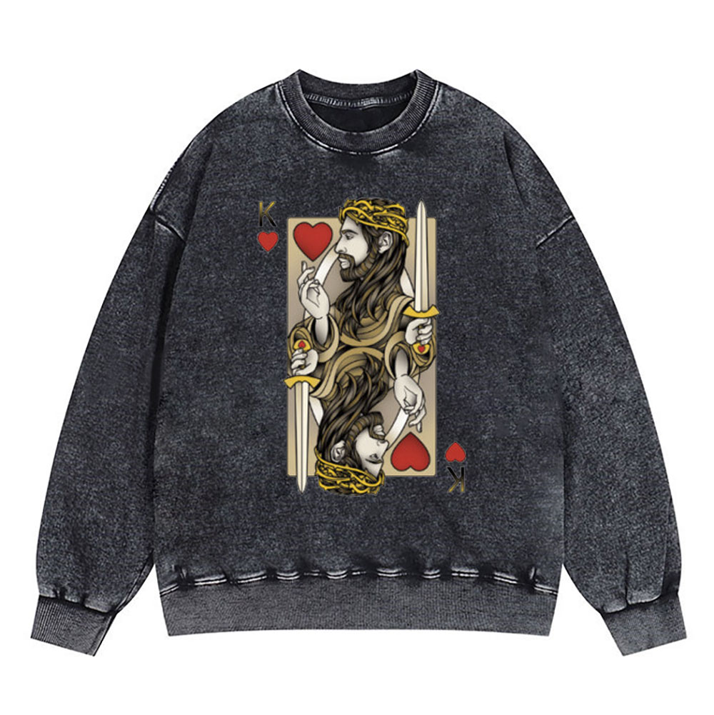 King Of Hearts Christian Washed Sweatshirt
