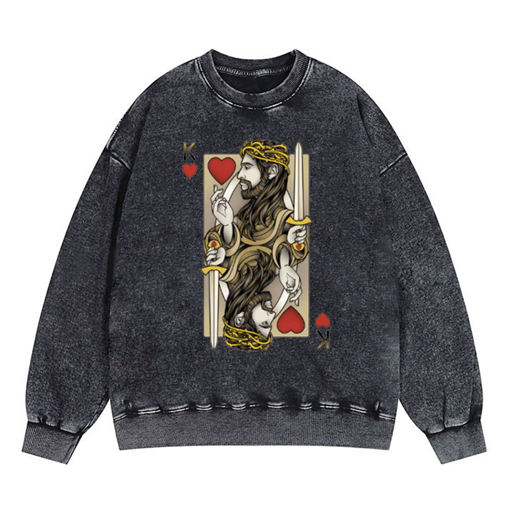 King Of Hearts Christian Washed Sweatshirt