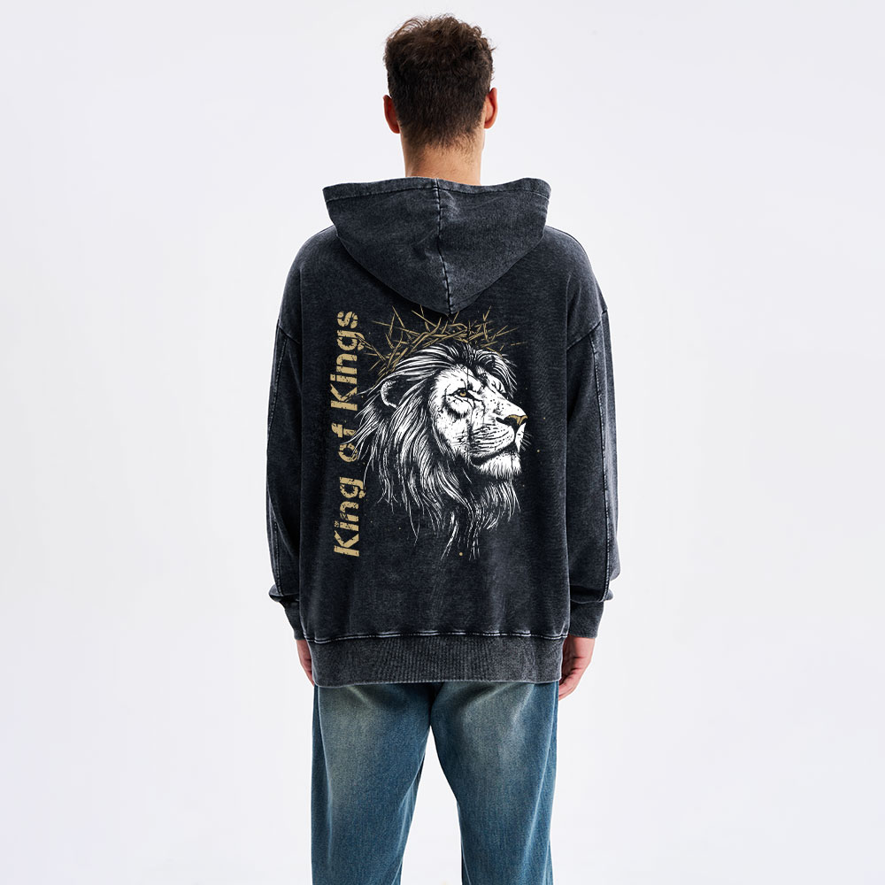 King Of Kings Christian Washed Hoodie