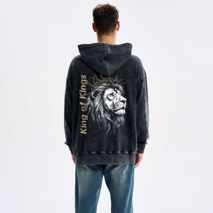 King Of Kings Christian Washed Hoodie