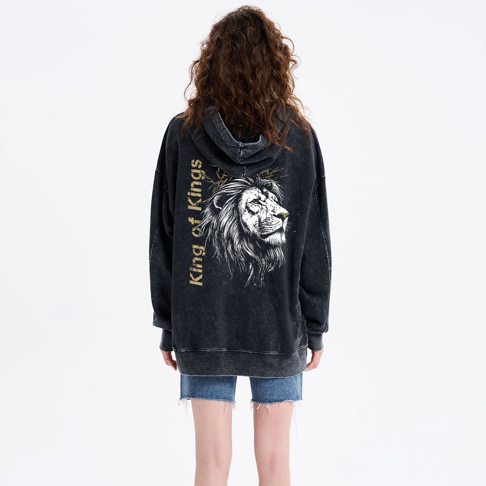 King Of Kings Christian Washed Hoodie