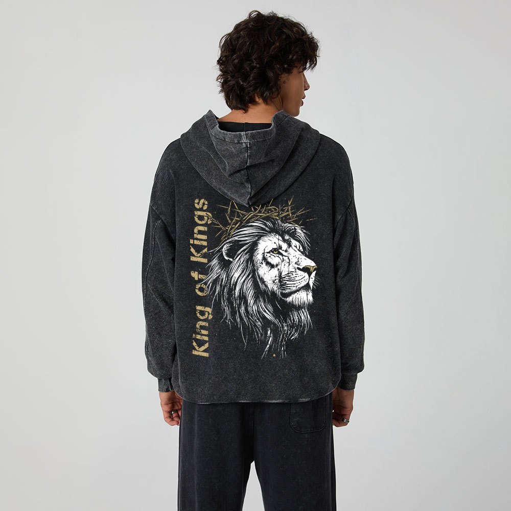King Of Kings Christian Washed Hoodie