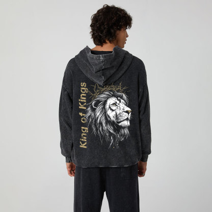 King Of Kings Christian Washed Hoodie