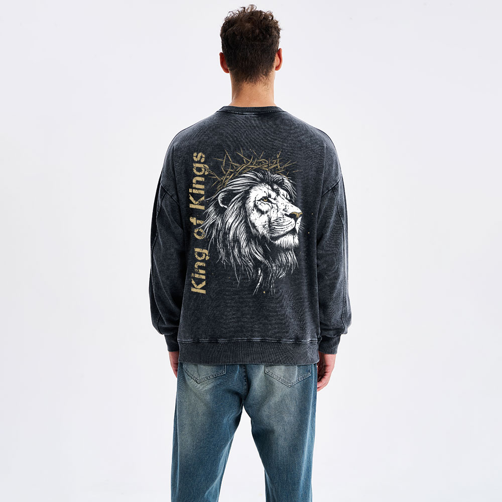 King Of Kings Christian Washed Sweatshirt