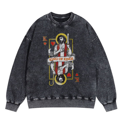 King Of Kings Christian Washed Sweatshirt