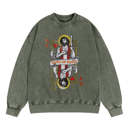 King Of Kings Christian Washed Sweatshirt