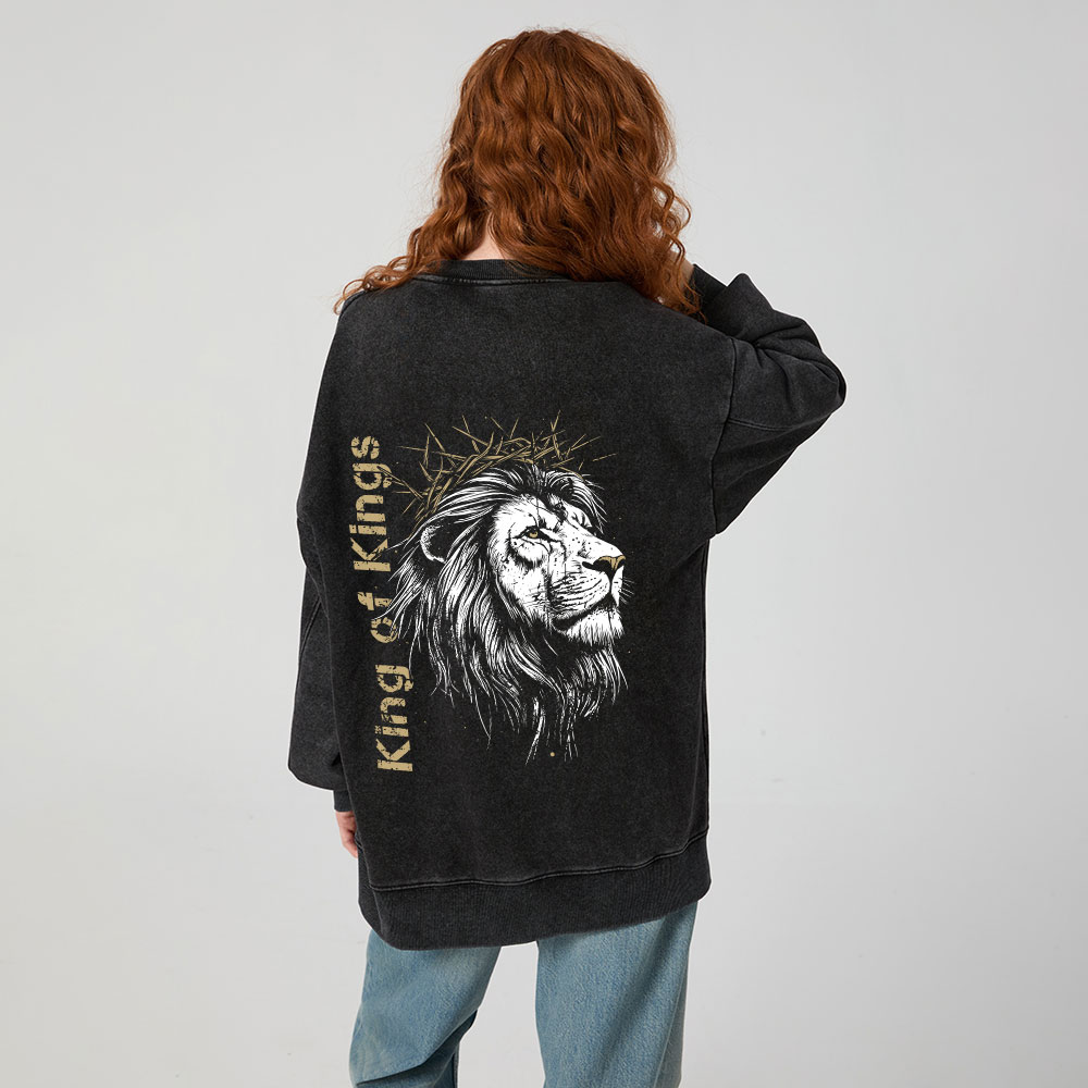 King Of Kings Christian Washed Sweatshirt