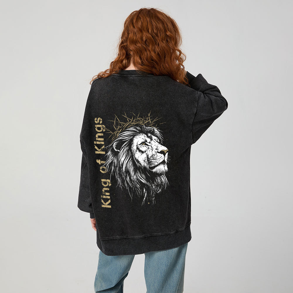 King Of Kings Christian Washed Sweatshirt