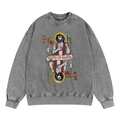 King Of Kings Christian Washed Sweatshirt