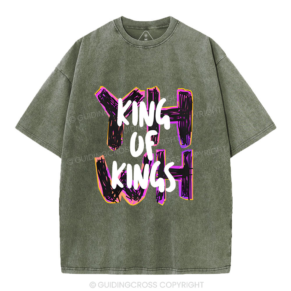 King Of Kings Christian Washed T-Shirt Sale - GuidingCross