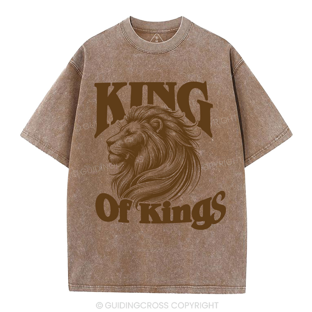 King Of Kings Christian Washed T-Shirt Sale - GuidingCross