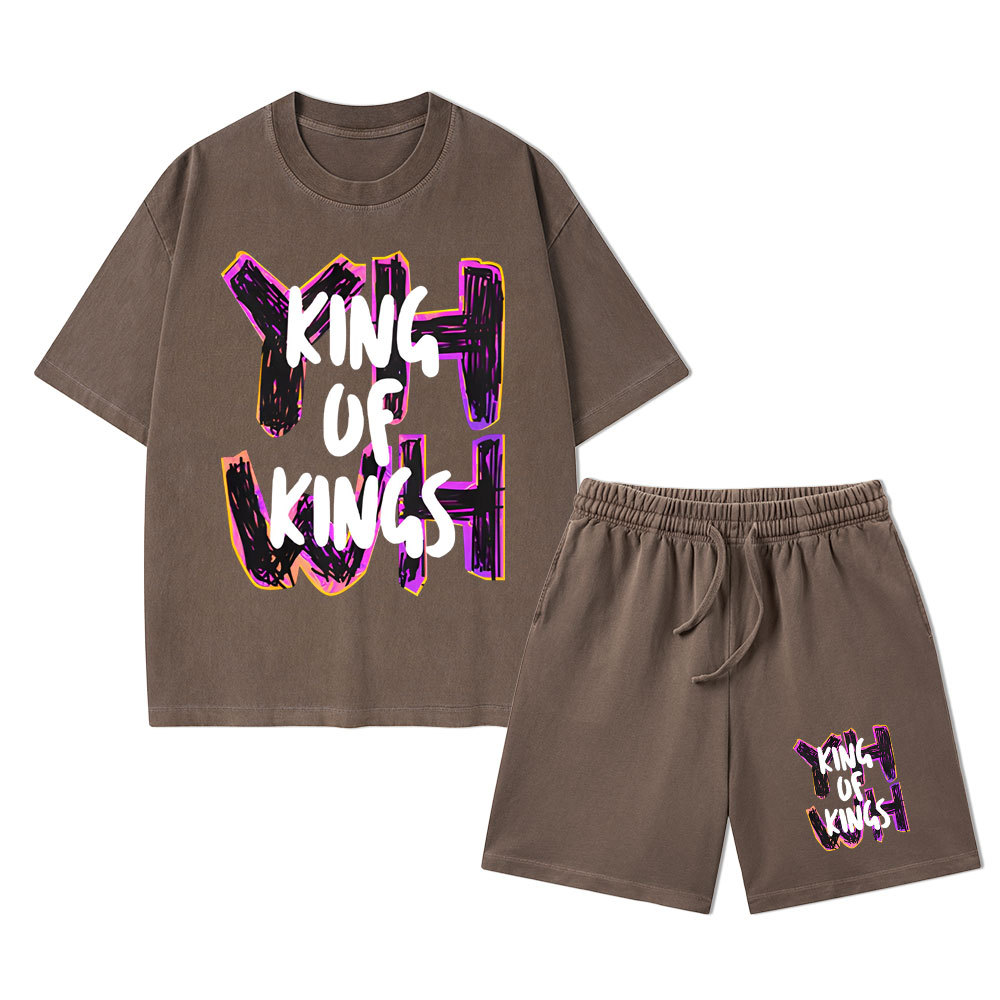 King Of Kings Christian Washed T-Shirt & Shorts