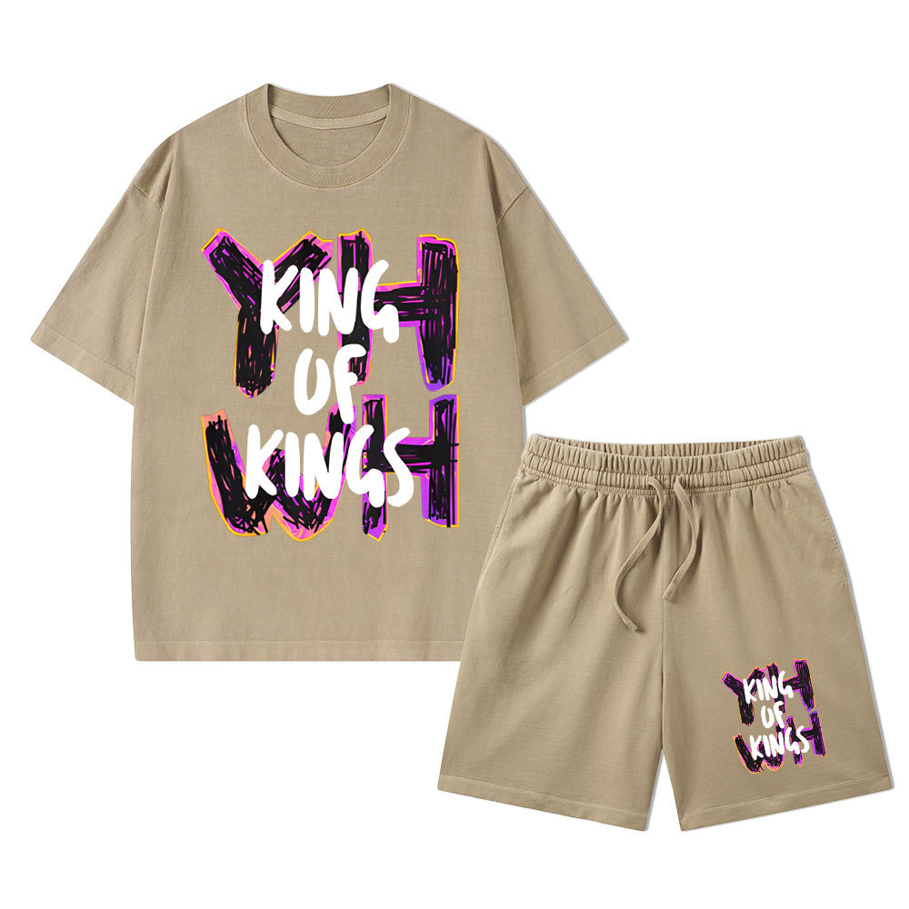 King Of Kings Christian Washed T-Shirt & Shorts