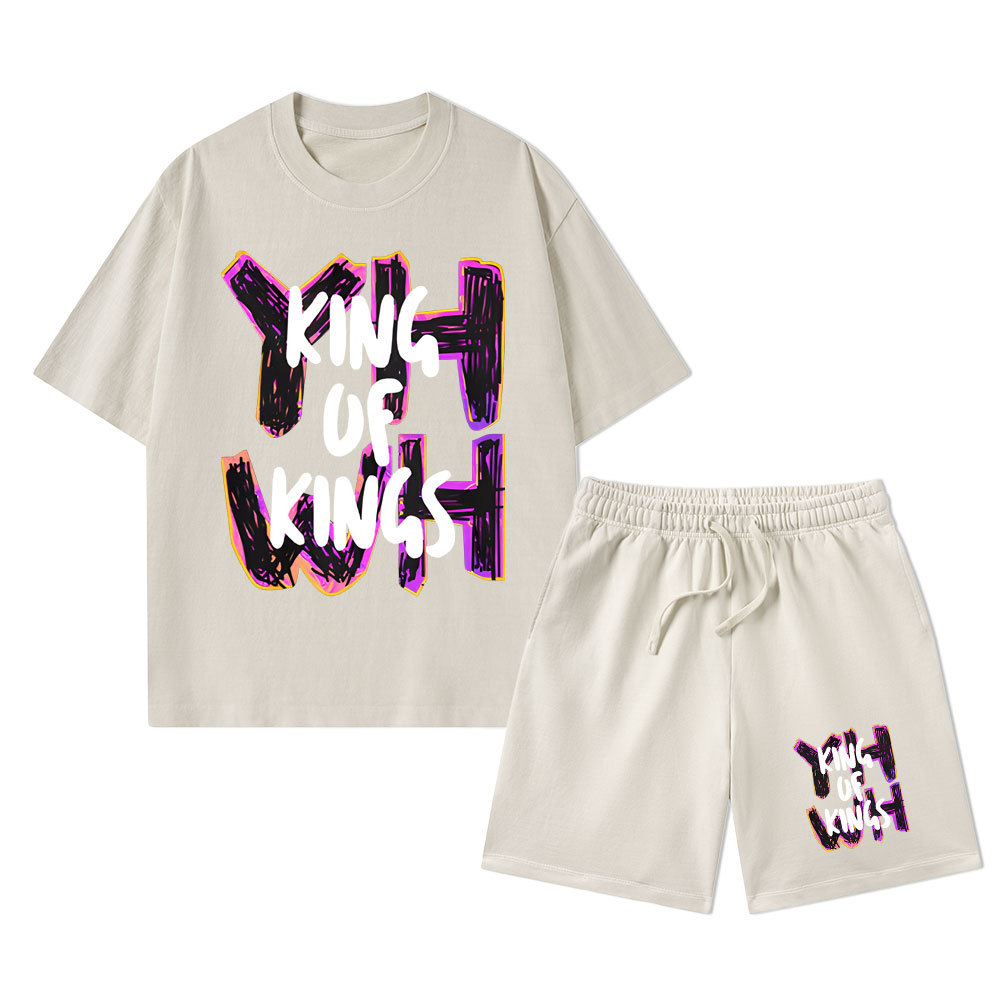 King Of Kings Christian Washed T-Shirt & Shorts