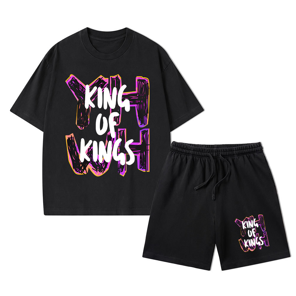 King Of Kings Christian Washed T-Shirt & Shorts