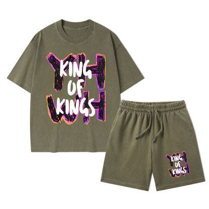 King Of Kings Christian Washed T-Shirt & Shorts