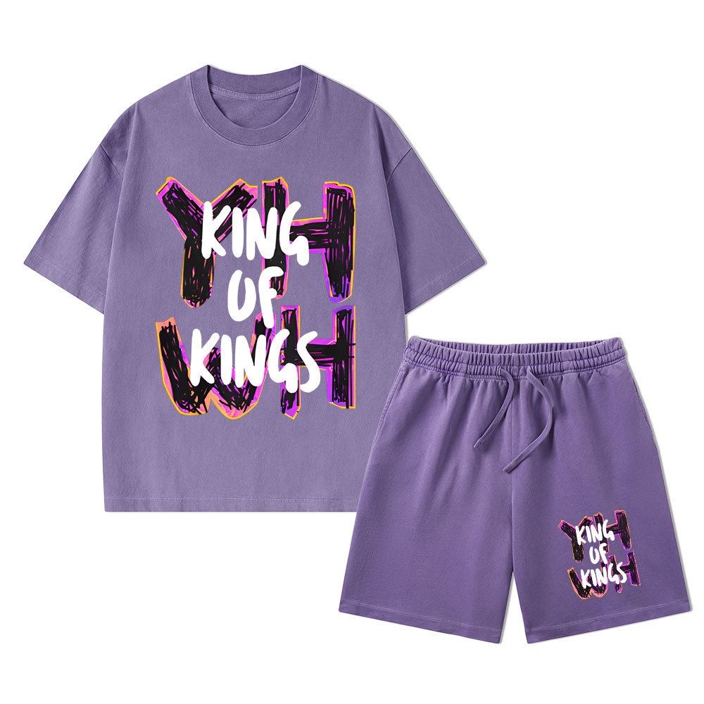 King Of Kings Christian Washed T-Shirt & Shorts